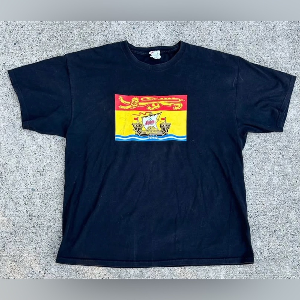 Vintage Alpine Beer New Brunswick Flag Double Sided Alstyle T-shirt